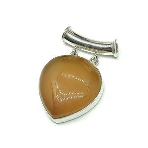 Pendant w/ Yellow Chalcedony Stone & Tube Bail Sterling Silver - Blingschlingers